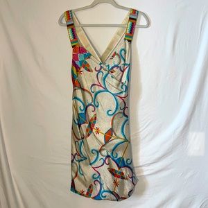 Nicole Miller Multicolor Dress with Woven Straps. Size 6